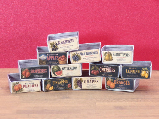 12 Vintage Fruit Crates – 1:24 Scale Miniature (PDF Download) - MstrcrftMinis - 1416