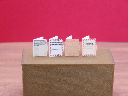 1:24 Scale 4 Different "Confidential" File Folders - Keep Your Documents Away from Prying Eyes! - MstrcrftMinis - 1173