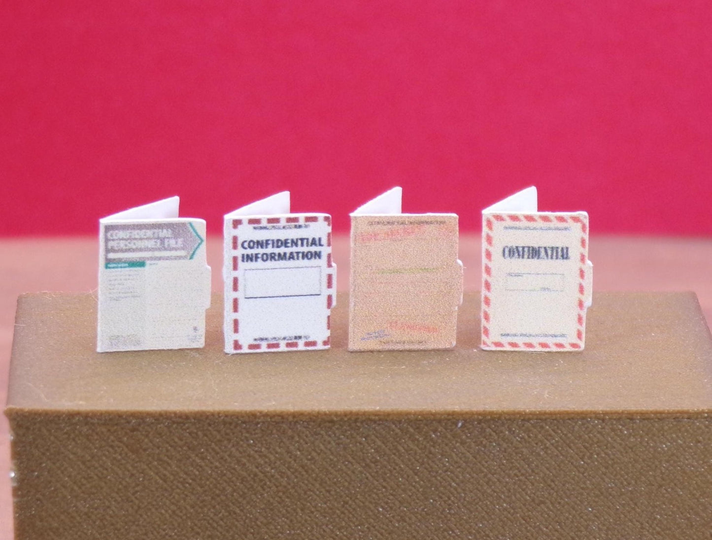 1:24 Scale 4 Different "Confidential" File Folders - Keep Your Documents Away from Prying Eyes! - MstrcrftMinis - 1173
