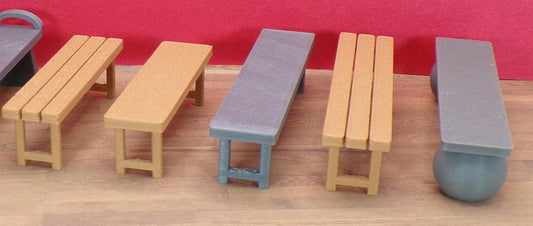 1:24 Scale Benches – Concrete or Wood Styles – Park, Gym Locker Room, Garden & Street Seating - MstrcrftMinis - 1411
