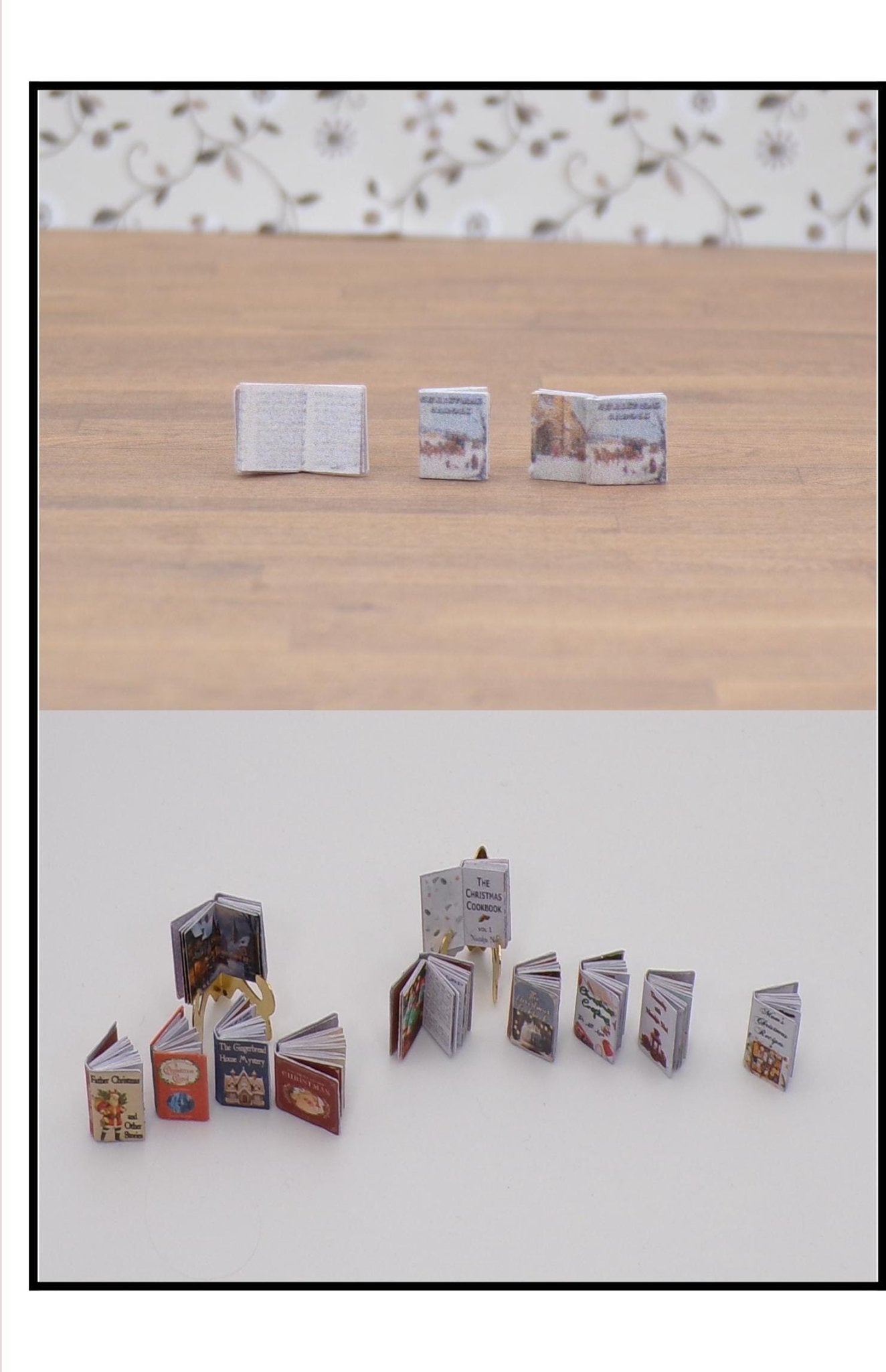 1:24 Scale Christmas Books - 3 Cookbooks, Recipes, Decorating, Crafting, Caroling, 3 Children's, Night Before Christmas, A Christmas Carol - MstrcrftMinis - 1061