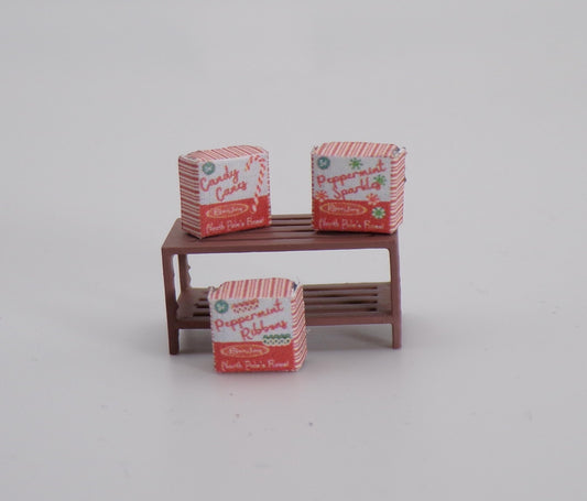 1:24 Scale Christmas Treats Boxes #2 - Candy Canes, Ribbons, and Sparkles - MstrcrftMinis - 1075