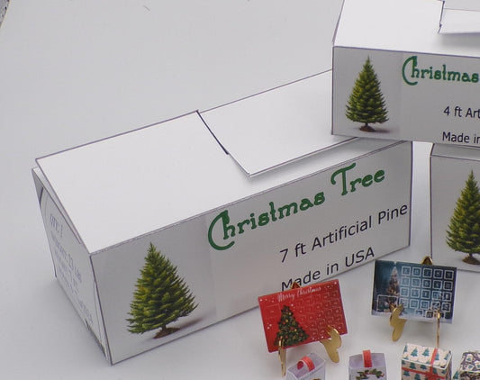 1:24 Scale Christmas Tree Boxes - 3 sizes (4 ft, 5ft, 7ft) - MstrcrftMinis -