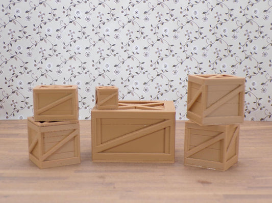 1:24 Scale Crates and Barrels (7 Types) - 1/25, G Scale - MstrcrftMinis - 1273