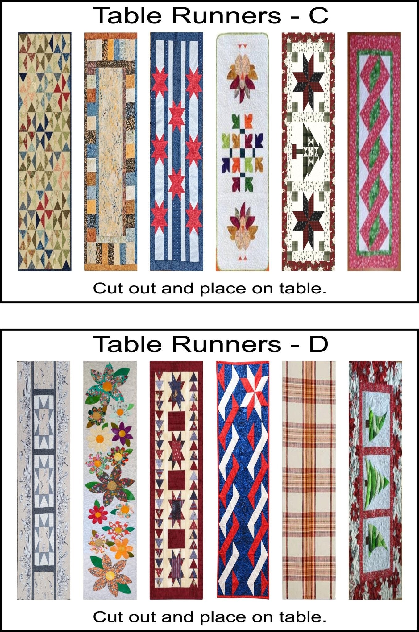 1:24 Scale Dollhouse Table Runners - 35 Different Styles to Choose From - Printed on Cotton Fabric - MstrcrftMinis - 1112