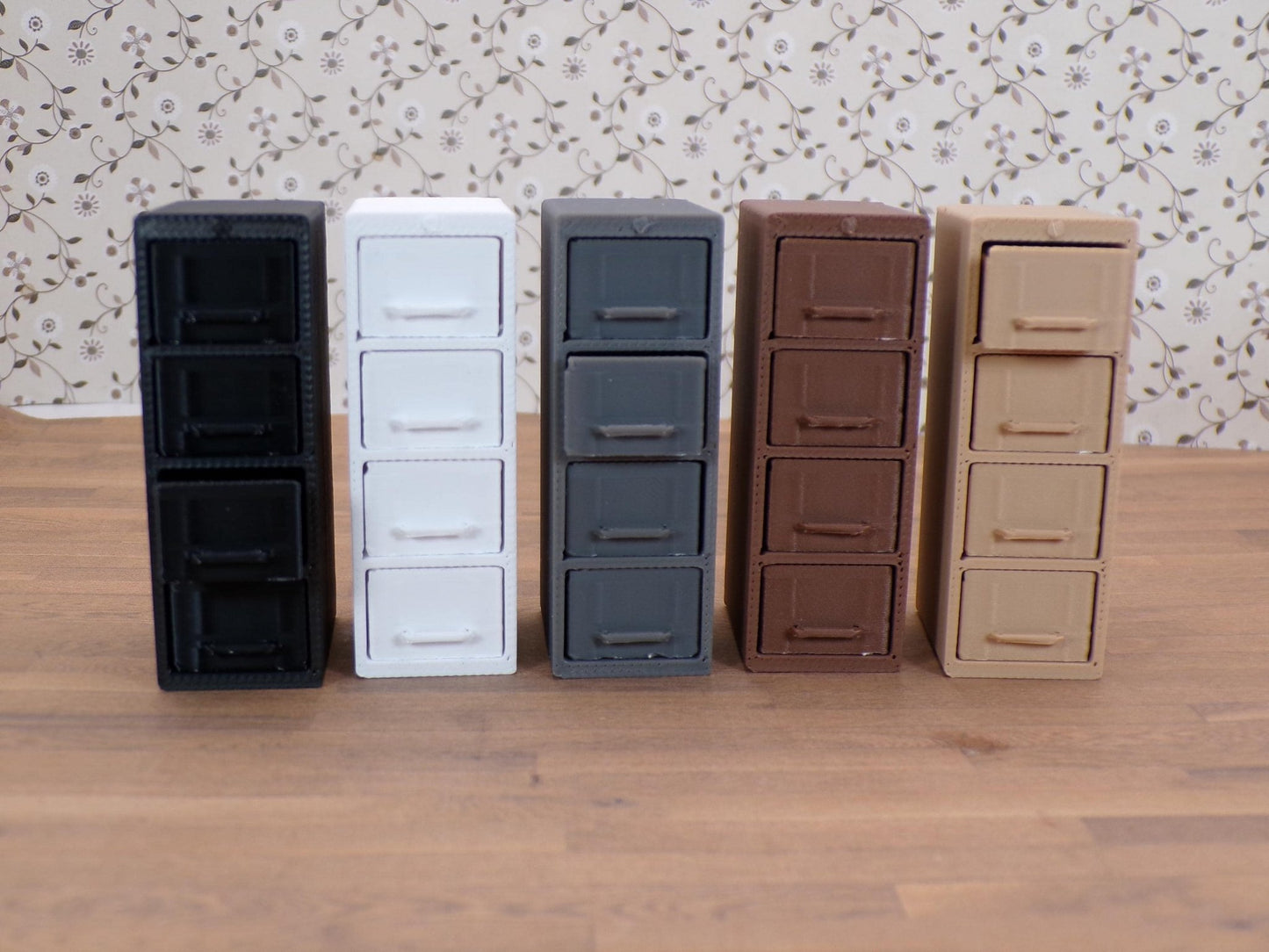 1:24 Scale Filing Cabinet - 2 Sizes to Choose From in 5 Colors; 2 - Drawer and 4 - Drawer with Working Drawers. - MstrcrftMinis - 1184