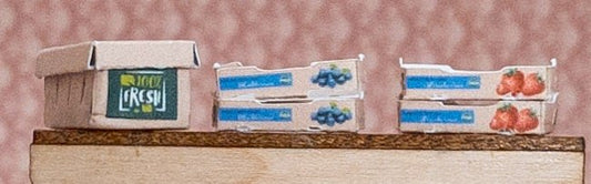 1:24 Scale Grocery Boxes - NEW Larger Strawberry Box Just Added! - MstrcrftMinis - 1031