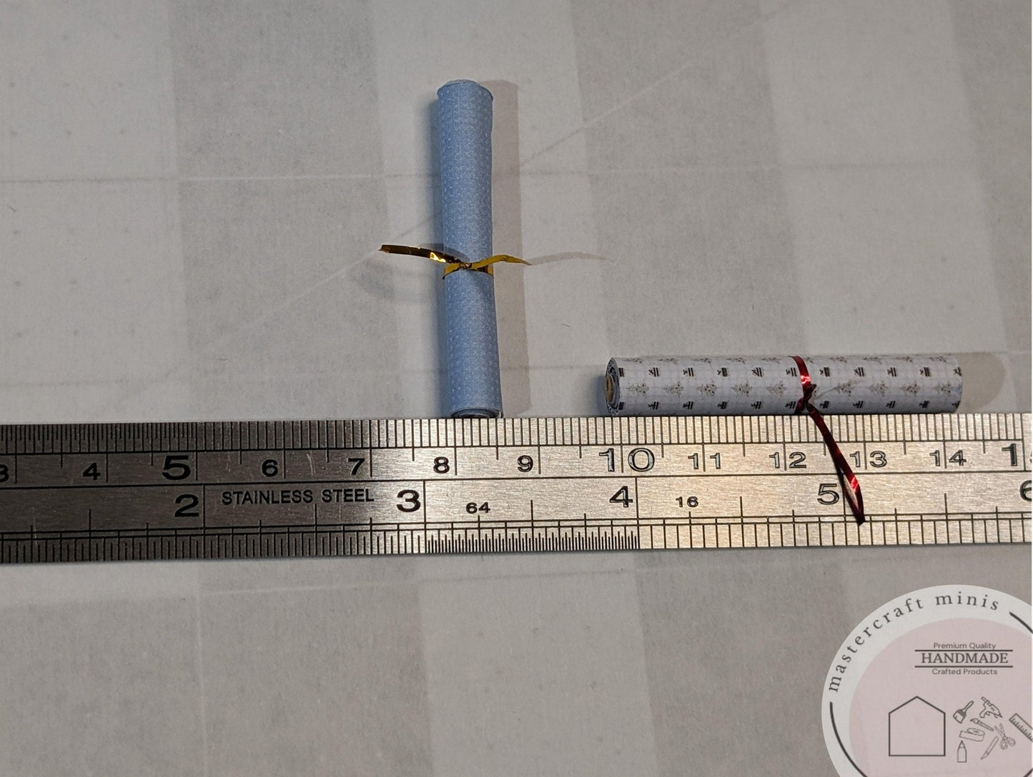 1:24 Scale Jumbo Size Rolls of Unrollable / Usable Christmas Wrapping Paper - MstrcrftMinis - 1129