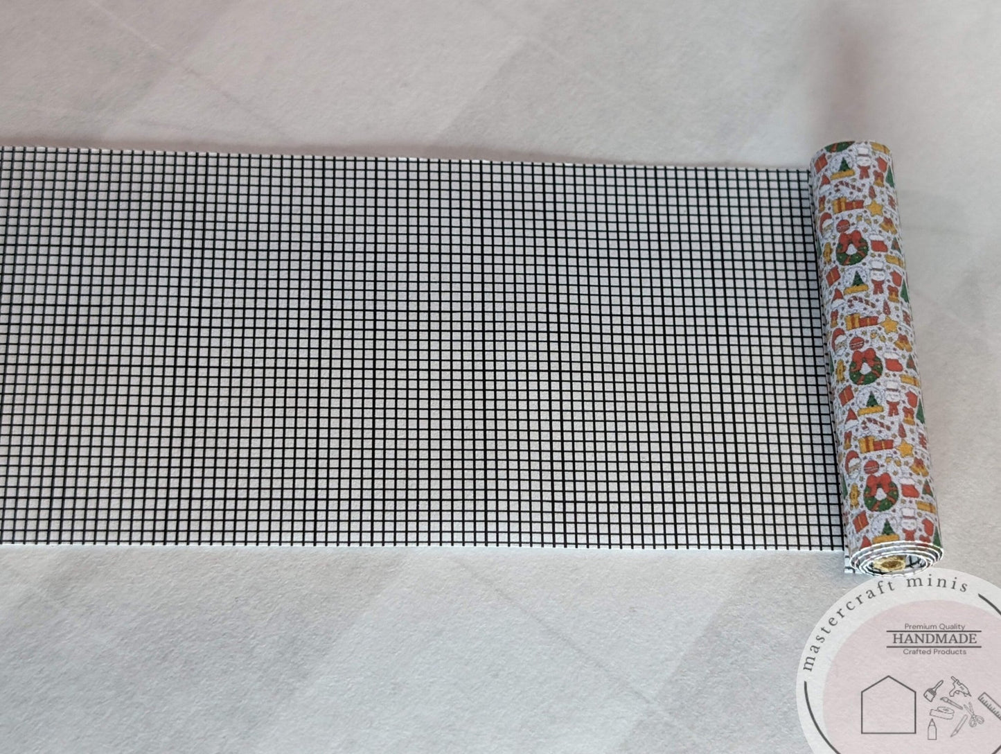 1:24 Scale Jumbo Size Rolls of Unrollable / Usable Christmas Wrapping Paper - MstrcrftMinis - 1129