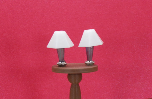 1:24 Scale Lamps - "Azure Éclat" – Artisan Lamp Pair - Handcrafted Charm in Every Detail - MstrcrftMinis - 1189 - D