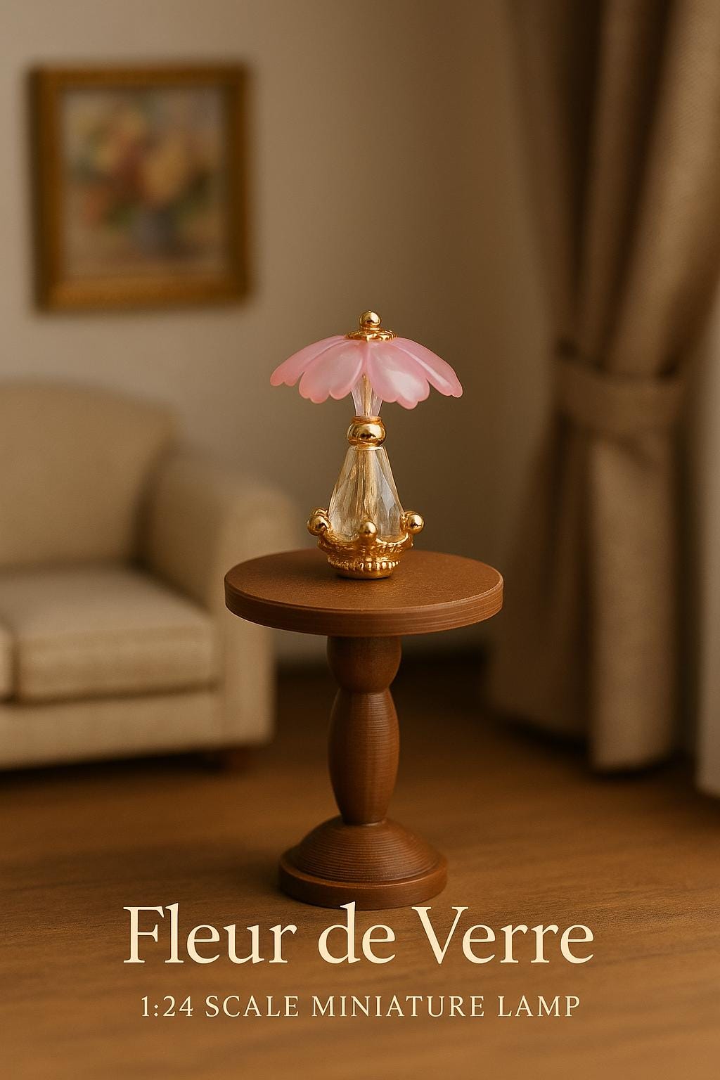 1:24 Scale Lamps - "Fleur de Verre" - Handcrafted Charm in Every Detail - MstrcrftMinis - 1189 - H