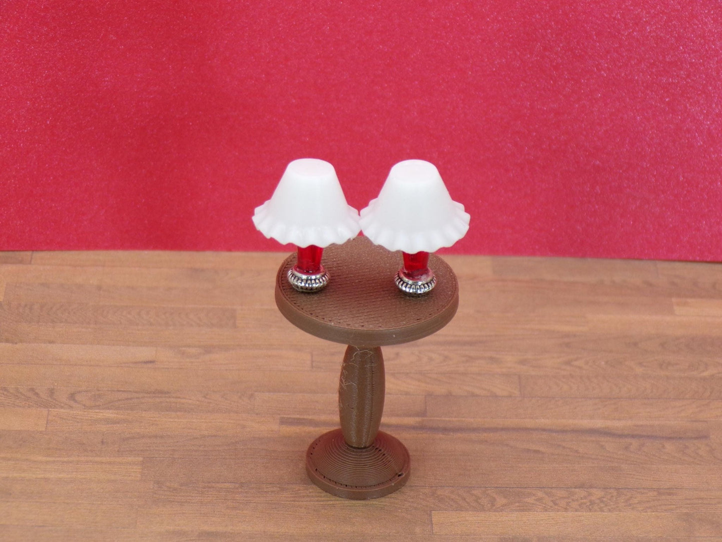 1:24 Scale Lamps - "Rouge Éclat" – Artisan Lamp Pair - Handcrafted Charm in Every Detail - MstrcrftMinis - 1189 - C