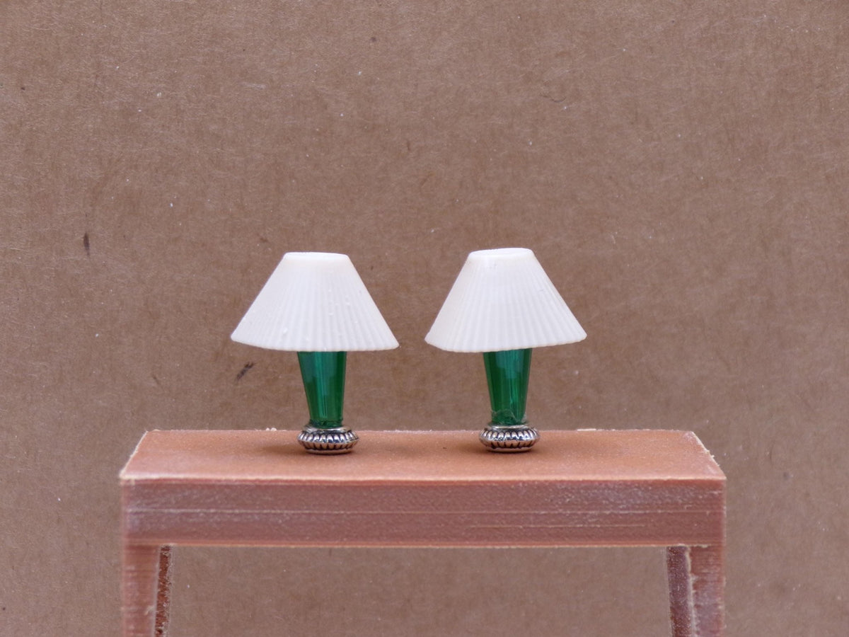 1:24 Scale Lamps - "Verde Élégance" – Artisan Lamp Pair - Handcrafted Charm in Every Detail - MstrcrftMinis - 1189 - E