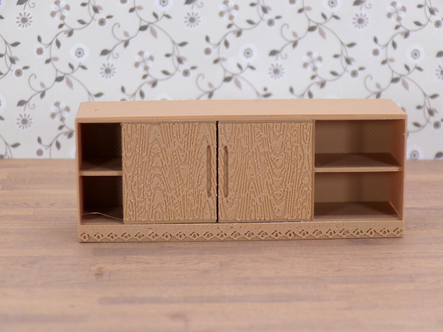 1:24 Scale Miniature 1960s Console TV | Retro Living Room Furniture | Vintage Television Prop for Mid - Century Diorama | 1/25 Scale | G Scale | Illuminated Screen - MstrcrftMinis - 1254