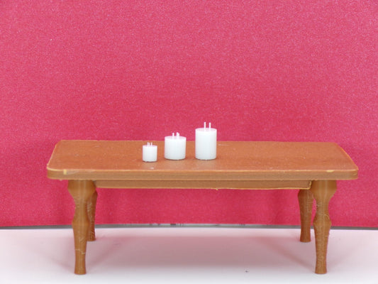 1:24 Scale Miniature 3 - Wick Candle Set (3 Sizes) | 10", 7", 5" Decorative Candles | Dollhouse Home Decor & Spa Scene Accessories - MstrcrftMinis - 1252