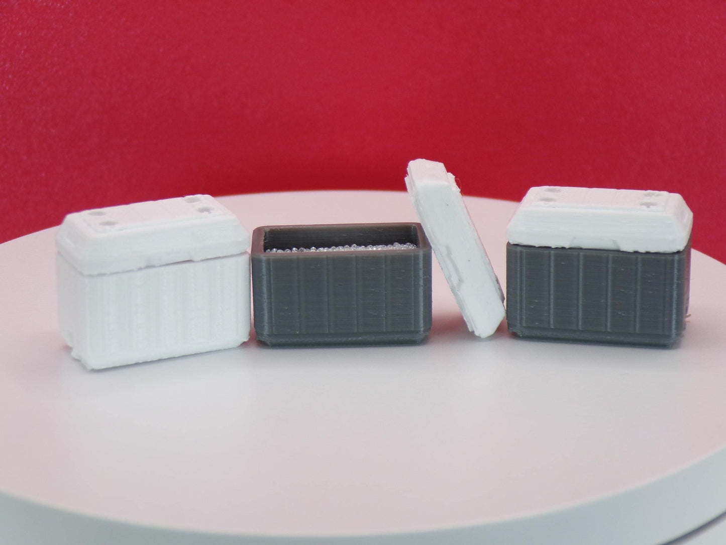 1:24 Scale Miniature 48 Quart Coolers with Removable Lid & "Ice" - Perfect for That Romantic Picnic - 1/25 Scale and G Scale Compatible - MstrcrftMinis - 1276