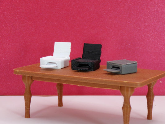 1:24 Scale Miniature Laser & Inkjet Printers | Dollhouse Office Accessories | Miniature Desk Printers for Dioramas and Scale Scenes - MstrcrftMinis - 1223