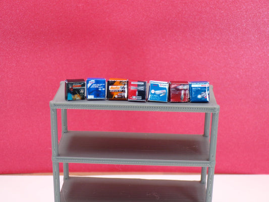 1:24 Scale Miniature Spark Plug Boxes | Dollhouse Garage Accessories | Tiny Auto Parts Boxes for Dioramas & Model Car Scenes - MstrcrftMinis - 1219