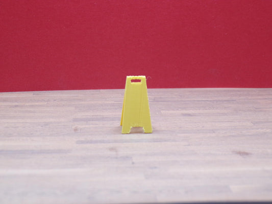 1:24 Scale Miniature "Wet Floor" Caution Sign | Dollhouse Janitor or Store Prop | Tiny Safety Sign for Workshop & Retail Dioramas - MstrcrftMinis - 1244