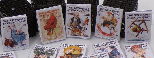 1:24 Scale Norman Rockwell Saturday Evening Post Christmas Covers Magazines - MstrcrftMinis - 1048