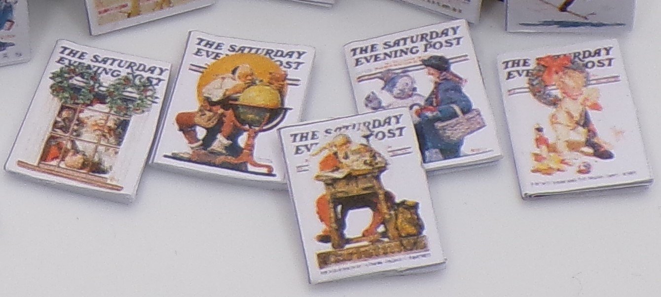 1:24 Scale Norman Rockwell Saturday Evening Post Christmas Covers Magazines - MstrcrftMinis - 1048