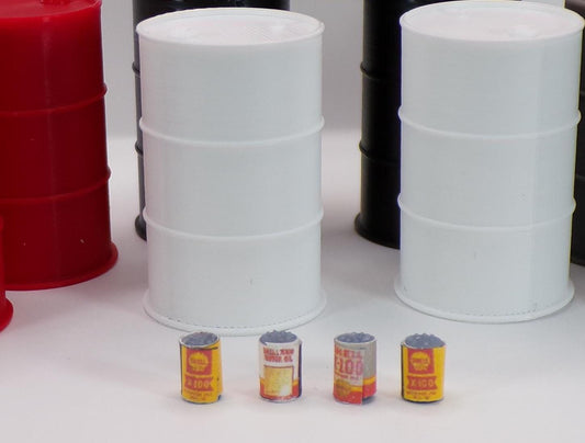 1:24 Scale Oil Cans - Perfect for Garage Dioramas & Workshop Scenes - MstrcrftMinis - 1179