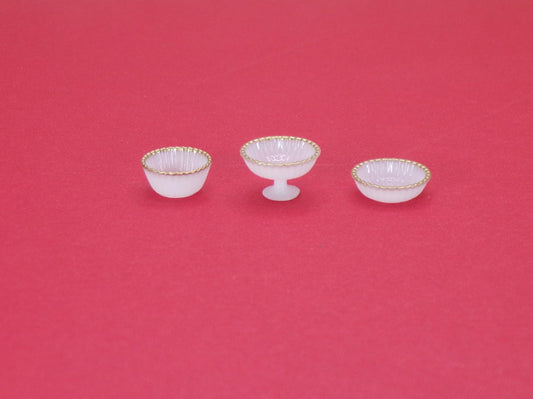 1:24 Scale Set of 3 Gold Rim Serving Dishes - MstrcrftMinis - 1163