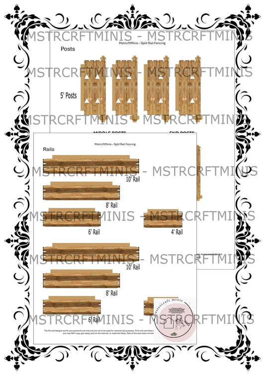 1:24 Scale Split Rail Fence - MstrcrftMinis - 1034