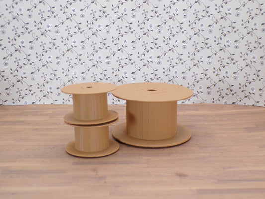 1:24 Scale Wood Cable 3 Spool Set (2 Small and 1 Large) - 1/25, G Scale - MstrcrftMinis - 1272