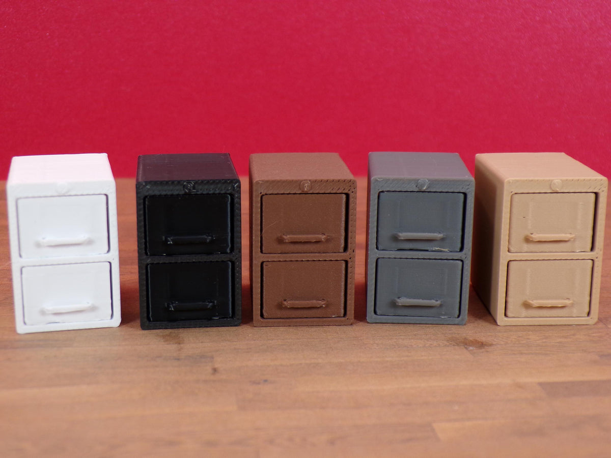 1:24 Scale Filing Cabinet - 2 Sizes to Choose From in 5 Colors; 2-Drawer and 4-Drawer with Working Drawers.