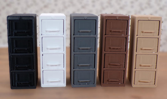 1:24 Scale Filing Cabinet - 2 Sizes to Choose From in 5 Colors; 2-Drawer and 4-Drawer with Working Drawers.