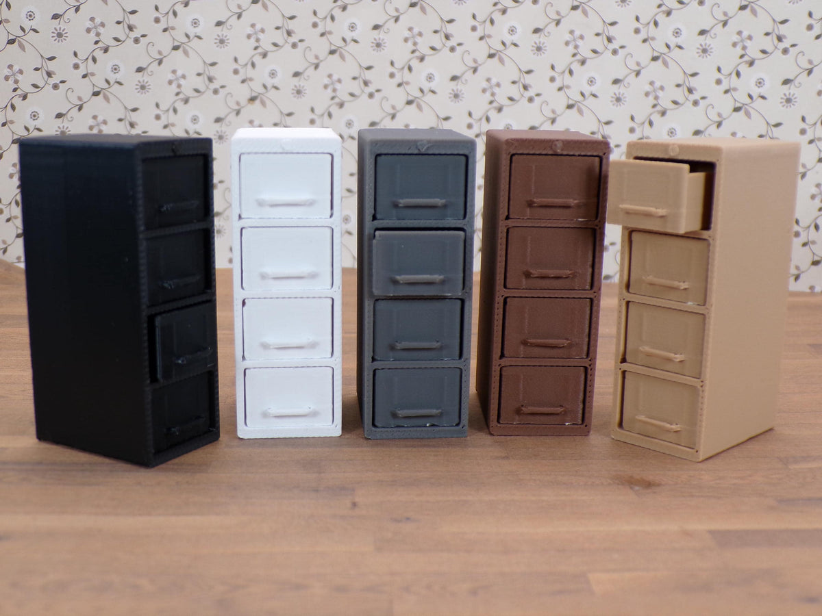 1:24 Scale Filing Cabinet - 2 Sizes to Choose From in 5 Colors; 2-Drawer and 4-Drawer with Working Drawers.