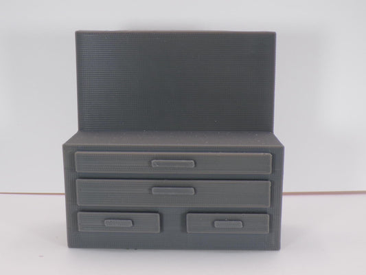 1:24 Scale Miniature Garage Mechanic’s Worktable with Drawers | Dollhouse Workshop Table | Scale Model Workbench for Dioramas