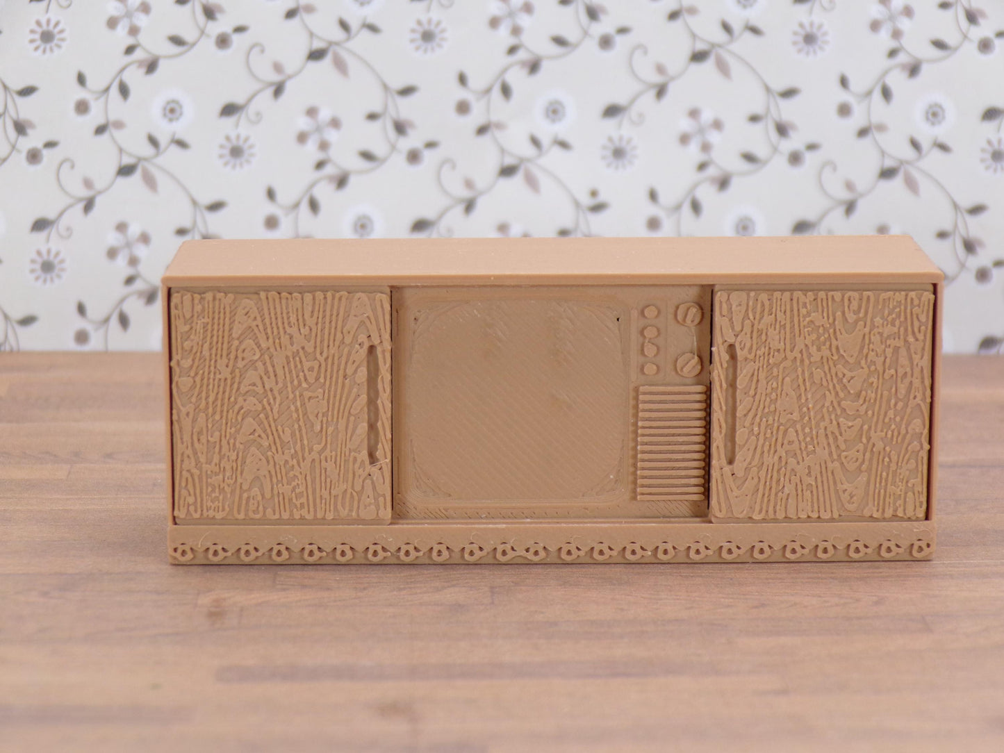 1:24 Scale Miniature 1960s Console TV | Retro Living Room Furniture | Vintage Television for Mid-Century Diorama | 1/25 Scale | G Scale