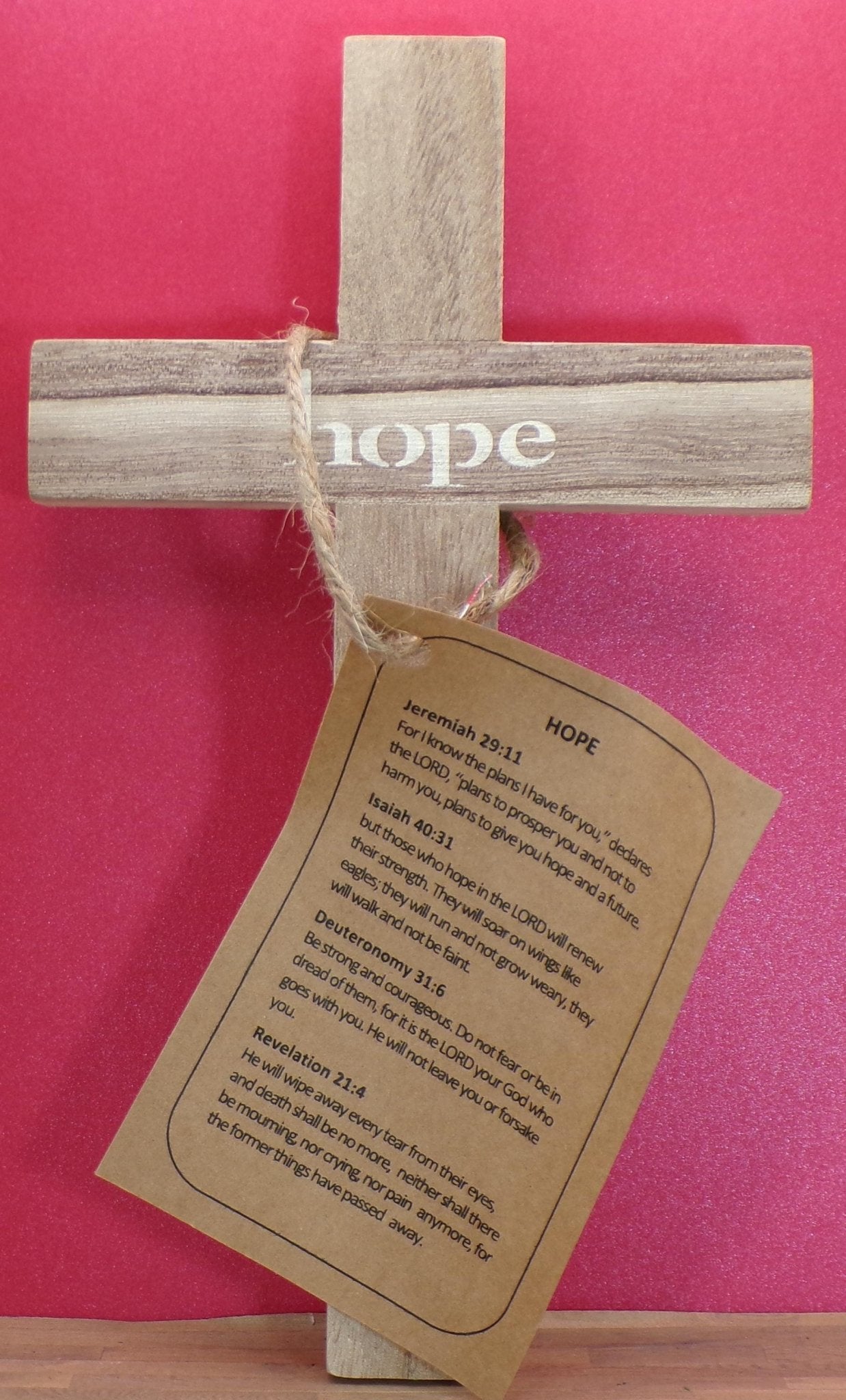Wooden Wall Crosses - Joy, Hope, Believe, Love - With Accompanying Reference Bible Verses - MstrcrftMinis - Cross - Hope