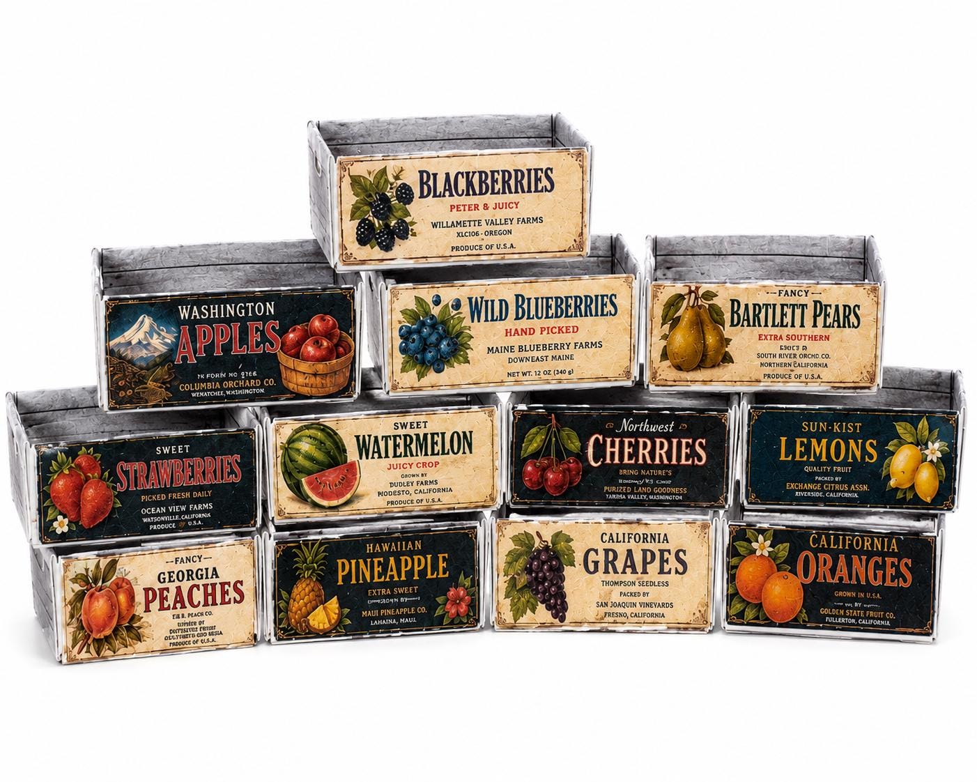 12 Vintage Fruit Crates – 1:24 Scale Miniature (PDF Download) - MstrcrftMinis - 1416