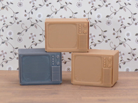 1:24 Scale 1970s Tube TV – Miniature Vintage Television for Dollhouse & Diorama | 1/25 Scale | G Scale - MstrcrftMinis - 1257