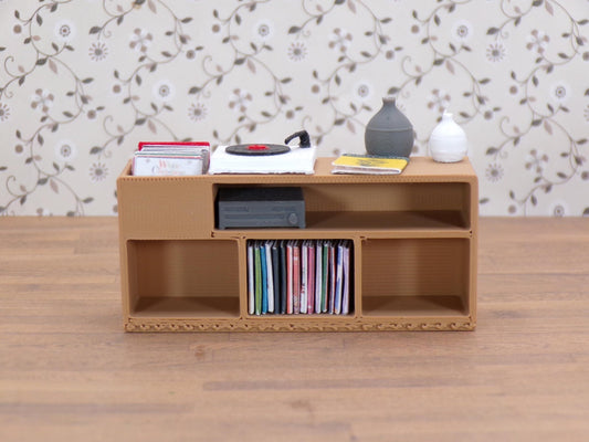 1:24 Scale 1980s Stereo Cabinet with Turntable & Amplifier – Miniature Vintage Hi - Fi Furniture | 1/25 Scale | G Scale - MstrcrftMinis - 1256