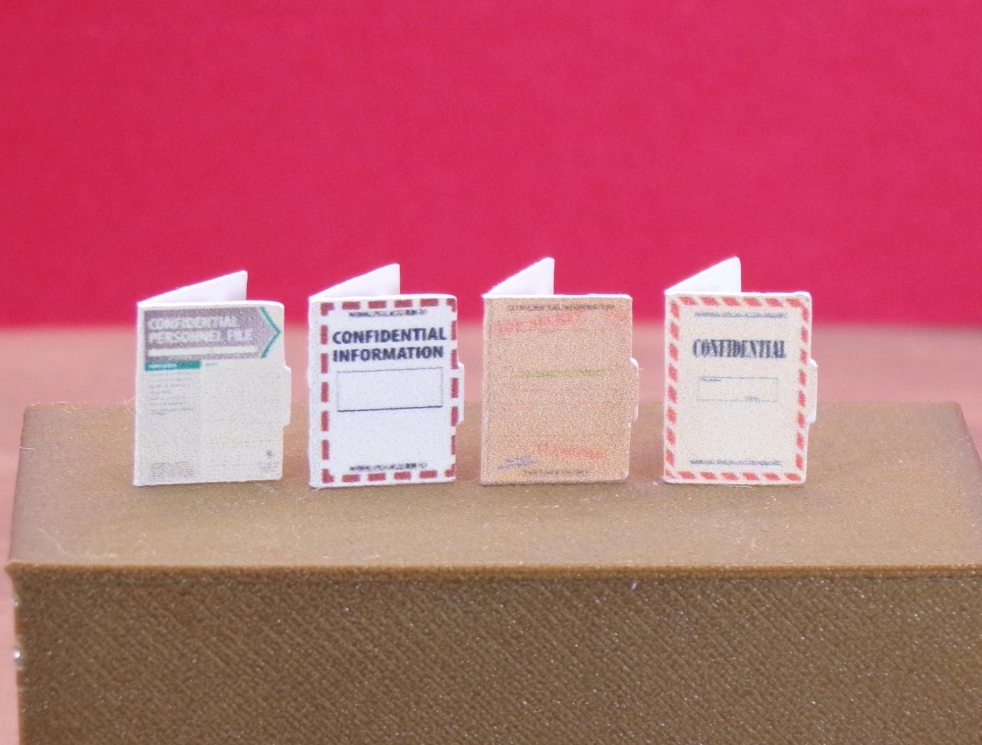 1:24 Scale 4 Different "Confidential" File Folders - Keep Your Documents Away from Prying Eyes! - MstrcrftMinis - 1173