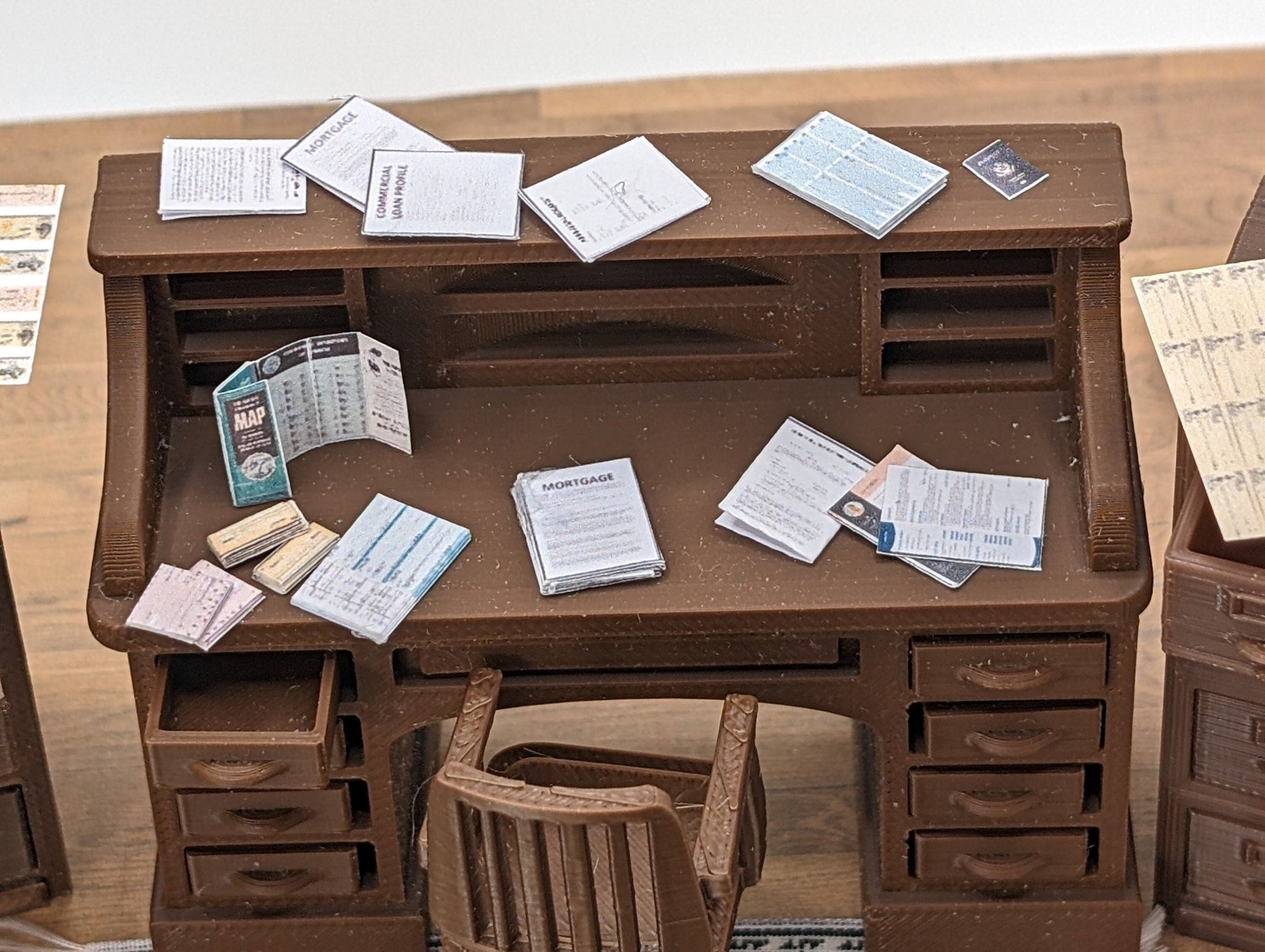 1:24 Scale 70+ Office Documents - Checks / Desk and Office Clutter / Copy Paper Box with Paper. Scale Letter, Legal, and A4 size documents. - MstrcrftMinis - 1018