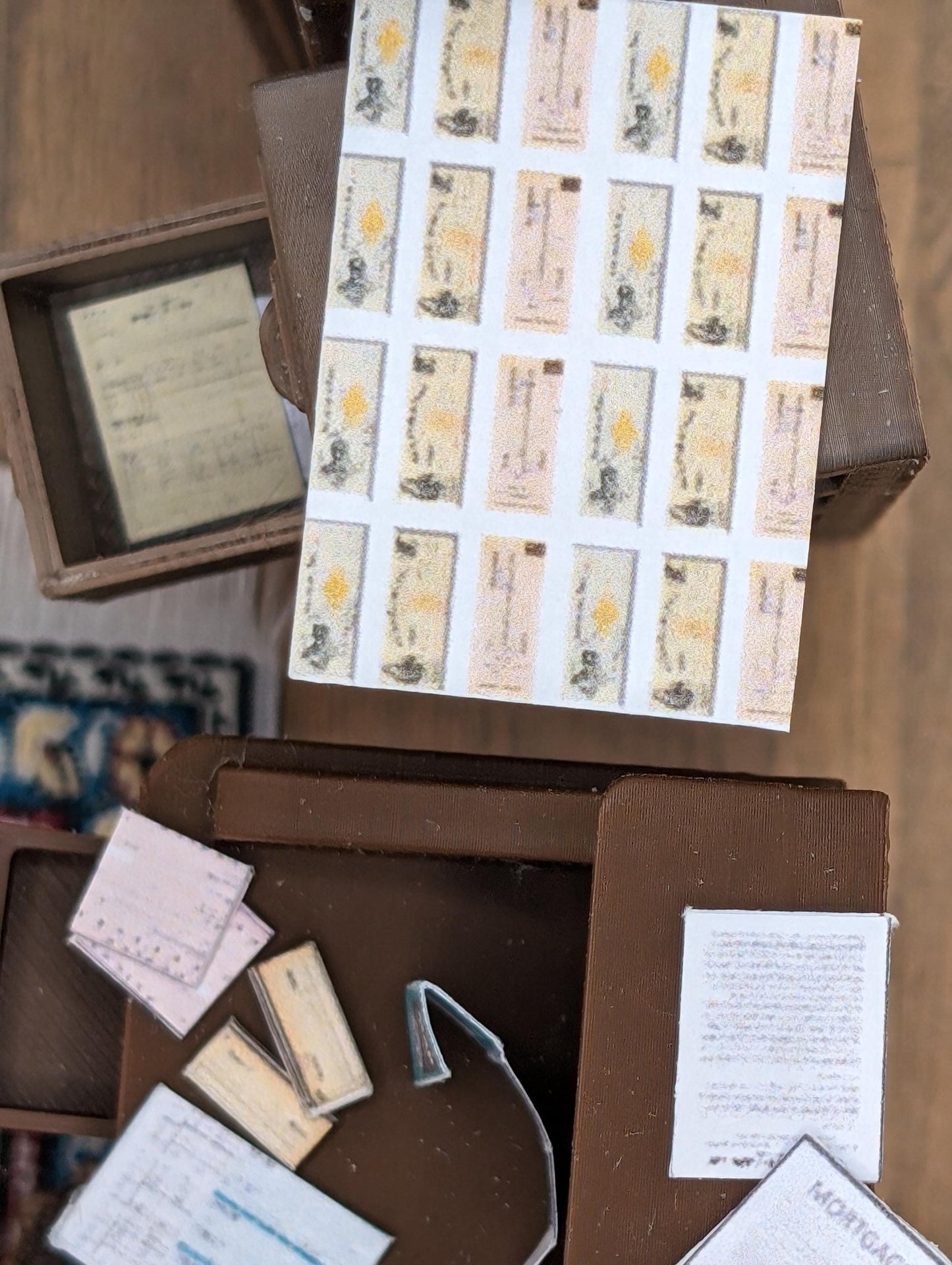 1:24 Scale 70+ Office Documents - Checks / Desk and Office Clutter / Copy Paper Box with Paper. Scale Letter, Legal, and A4 size documents. - MstrcrftMinis - 1018