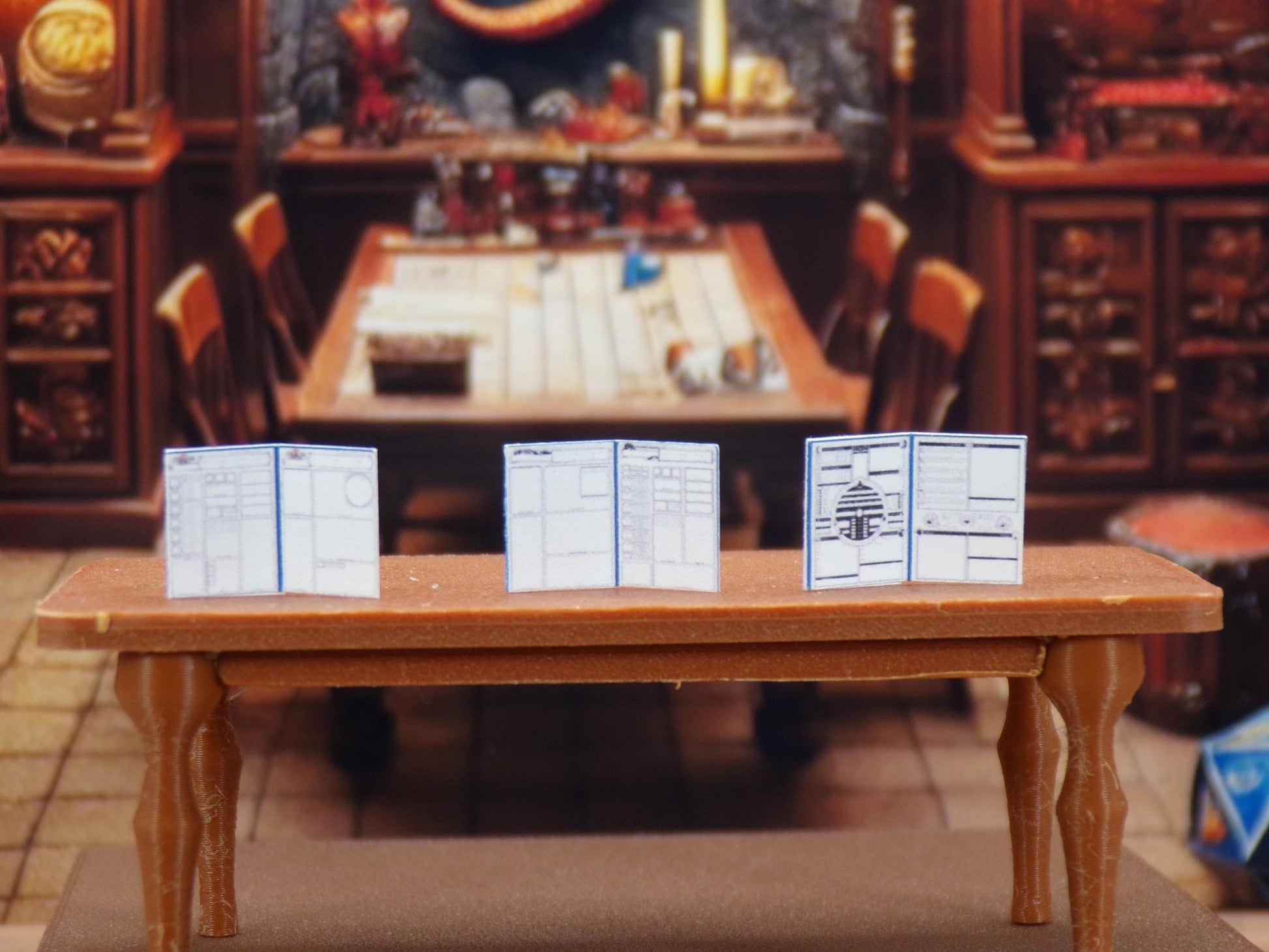 1:24 Scale Advanced Dungeons and Dragons Accessories Pack - Character Sheets, DM Screen, Maps, 9 Rule Books, and a Fun Doormat - MstrcrftMinis - 1172