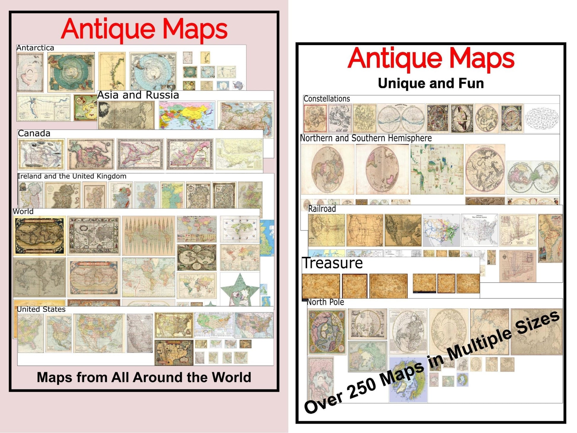 1:24 Scale Antique Maps and Frames - MstrcrftMinis - 1024