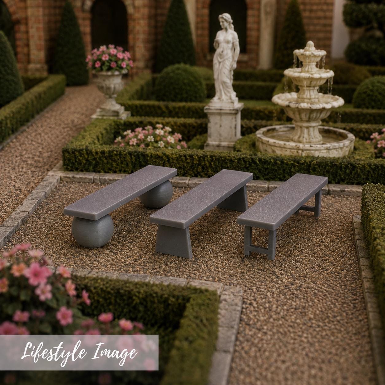 1:24 Scale Benches – Concrete or Wood Styles – Park, Gym Locker Room, Garden & Street Seating - MstrcrftMinis - 1411