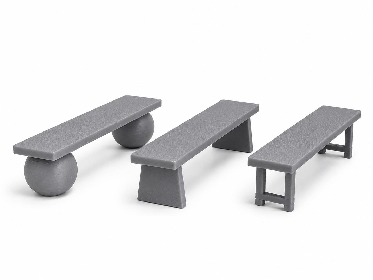 1:24 Scale Benches – Concrete or Wood Styles – Park, Gym Locker Room, Garden & Street Seating - MstrcrftMinis - 1411