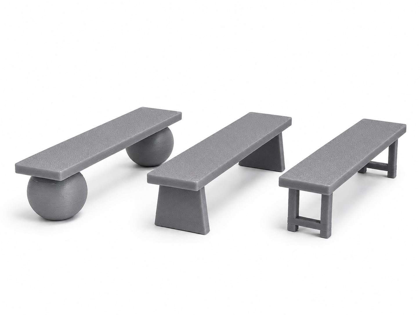 1:24 Scale Benches – Concrete or Wood Styles – Park, Gym Locker Room, Garden & Street Seating - MstrcrftMinis - 1411