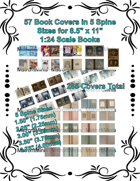 1:24 Scale Book Covers for 8.5 x 11 Scale Books - Pairs Well with Our Miniature Book Blanks - MstrcrftMinis - 1177