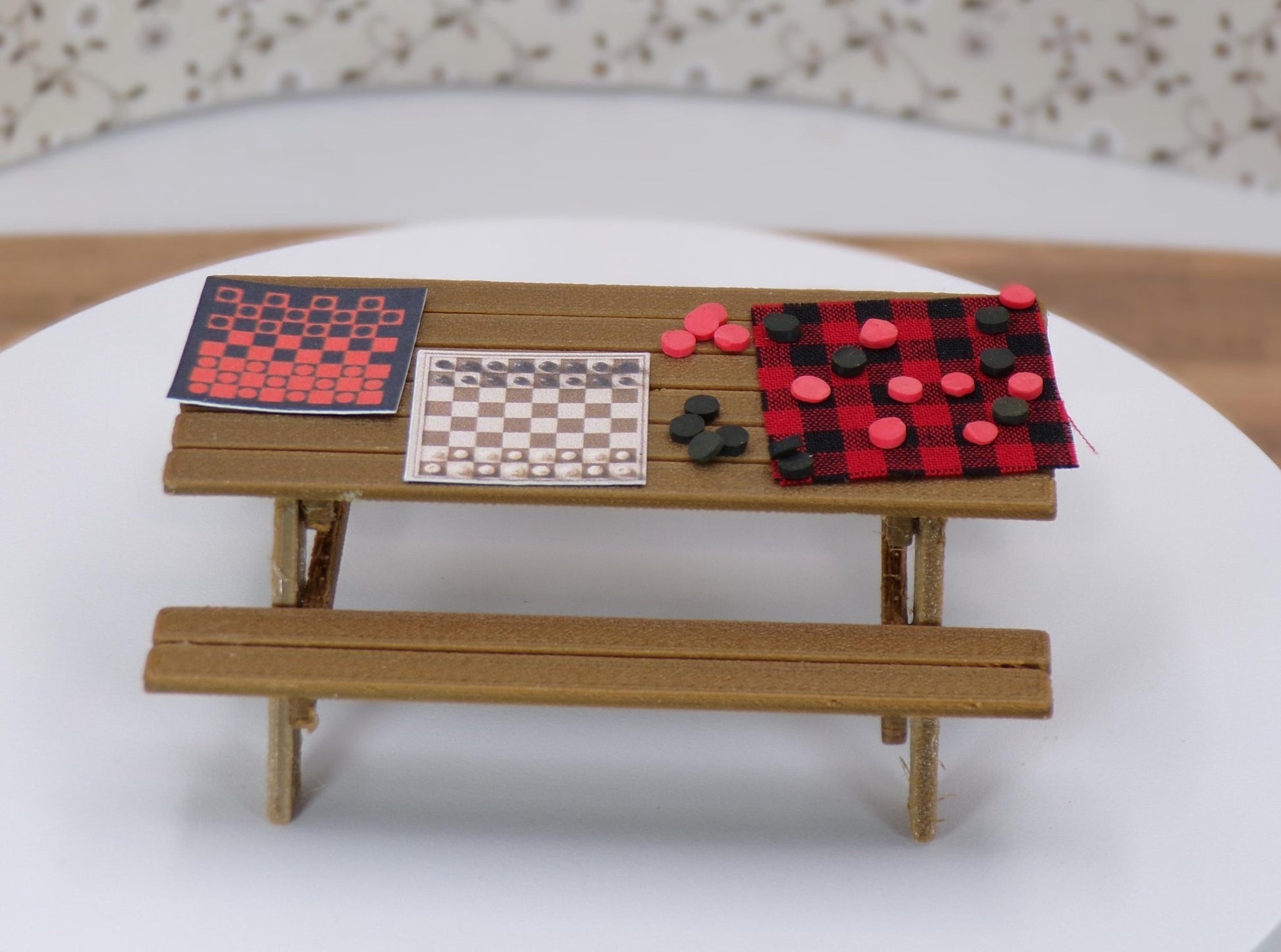 1:24 Scale Checkers, Chess, Dominos - Outdoor Jumbo Checkerboard w/Checkers - MstrcrftMinis - 1092