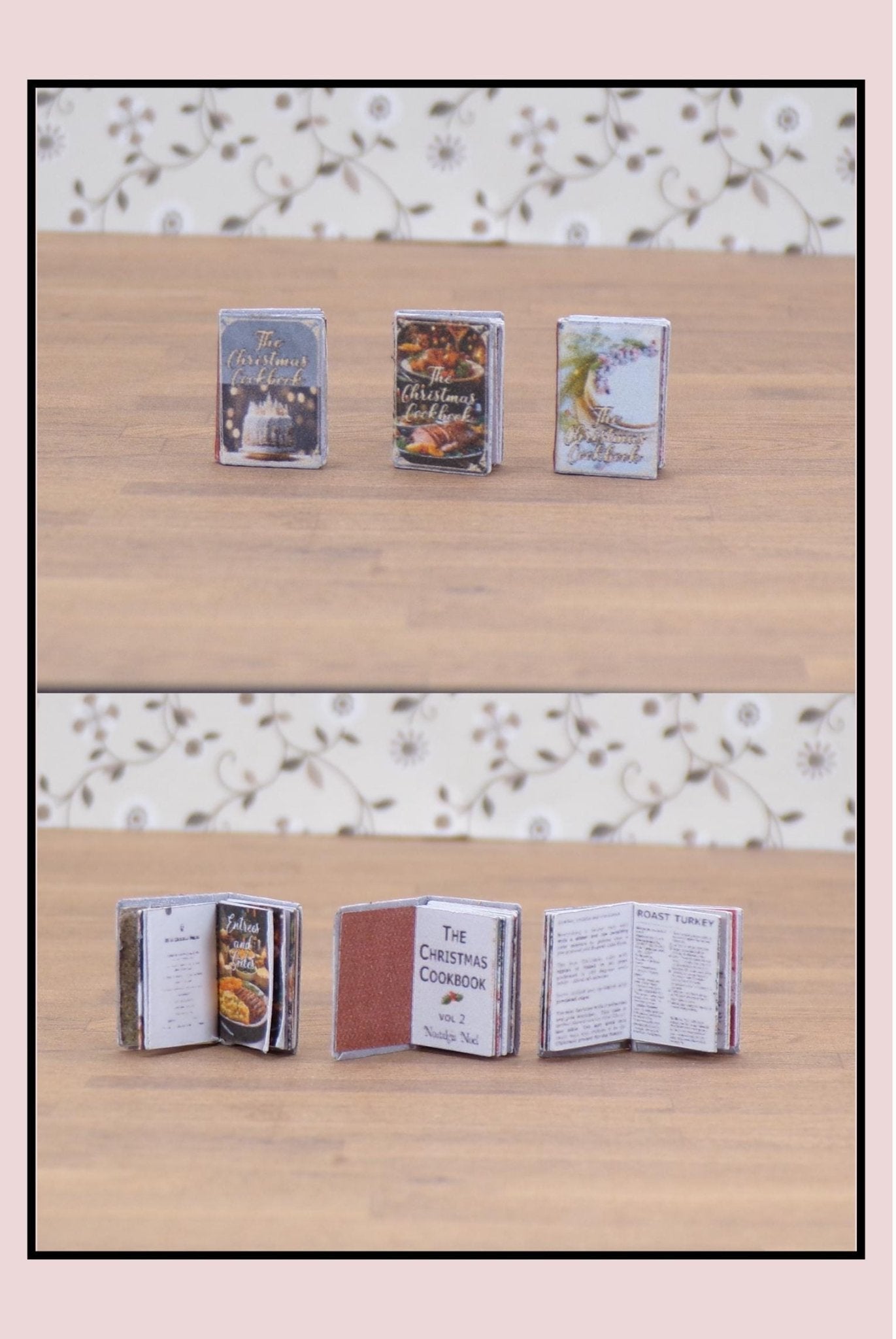 1:24 Scale Christmas Books - 3 Cookbooks, Recipes, Decorating, Crafting, Caroling, 3 Children's, Night Before Christmas, A Christmas Carol - MstrcrftMinis - 1061