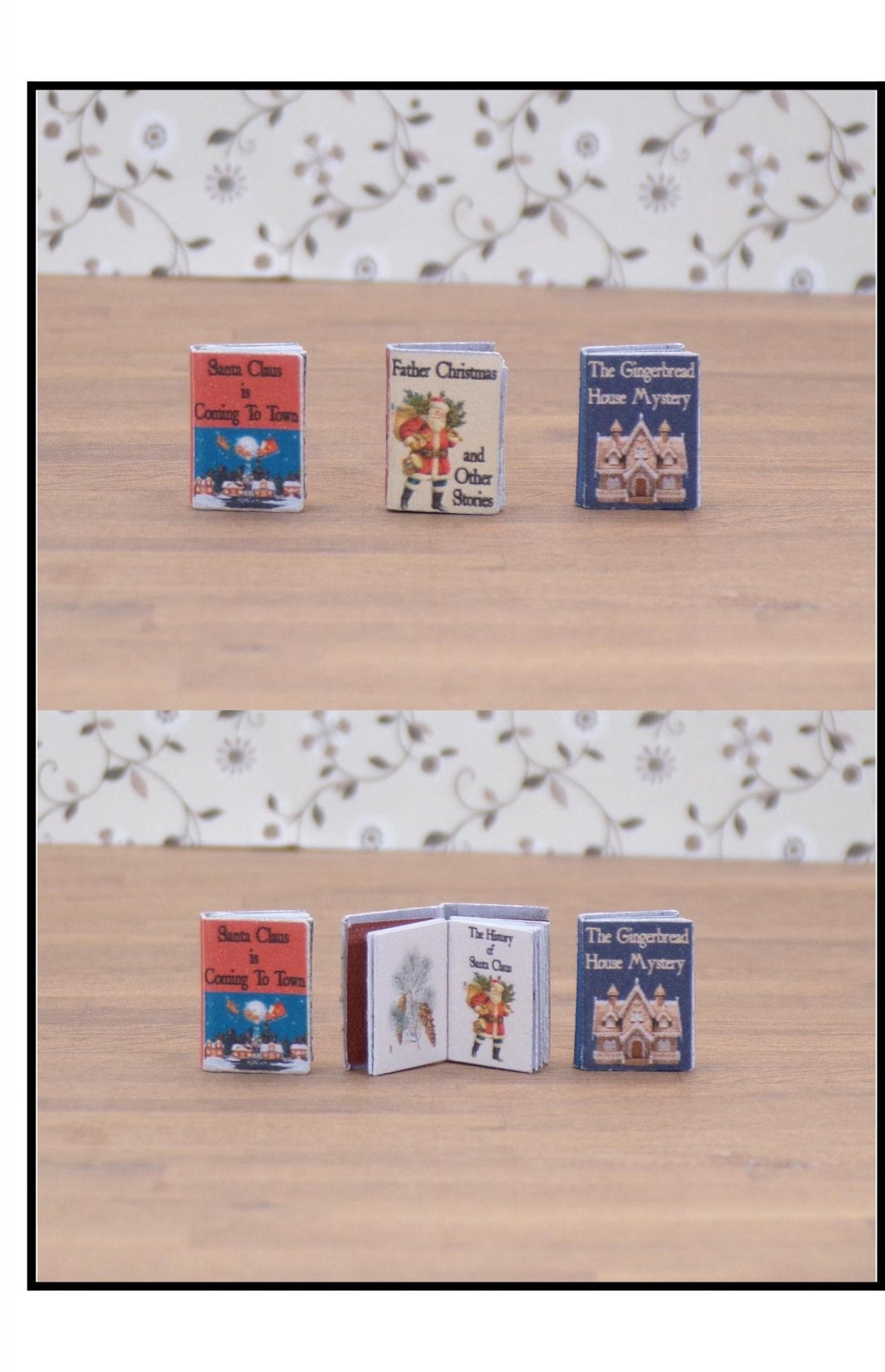 1:24 Scale Christmas Books - 3 Cookbooks, Recipes, Decorating, Crafting, Caroling, 3 Children's, Night Before Christmas, A Christmas Carol - MstrcrftMinis - 1061